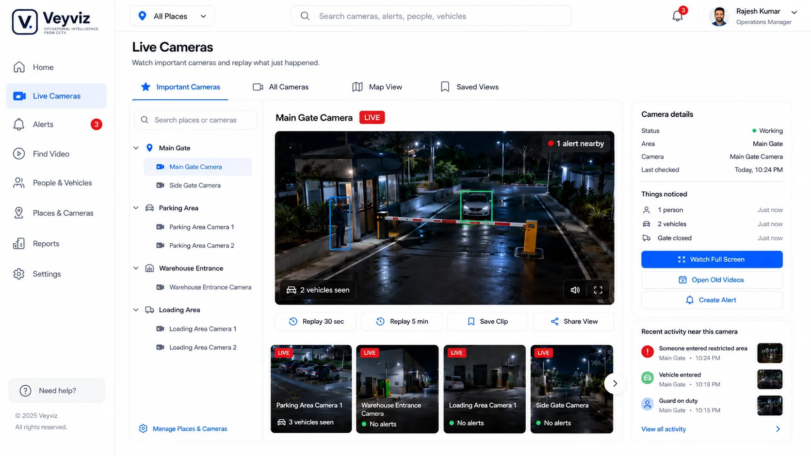 Veyviz Live Cameras product screen